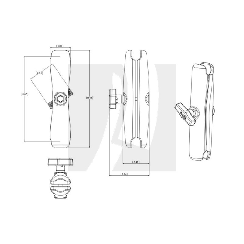 Socket Arm, lang (C-System)