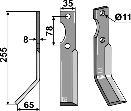 Rotorzinken 255x35mm, links, passend für Simon