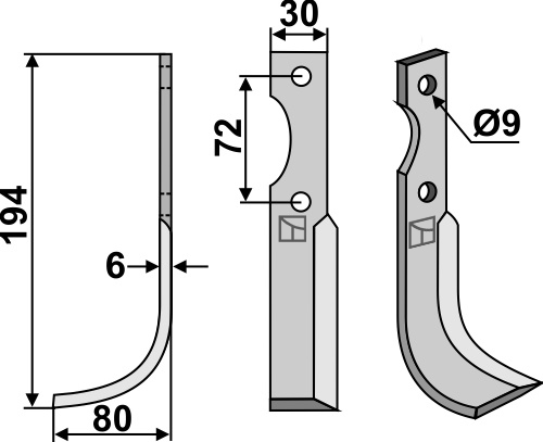 Fräsmesser 194x30mm, links, passend für Casorzo