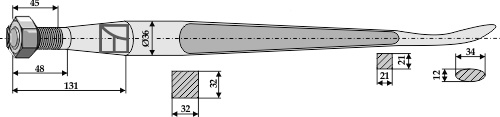 Löffelzinken 1250 mm, passend für Stoll und Desvoys