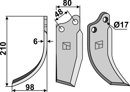 Fräsmesser 210x80mm, links, passend für Agromet