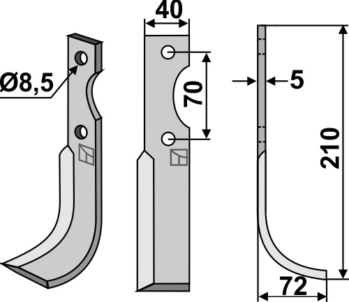 Fräsmesser 210x40mm, rechts, passend für Adriatica