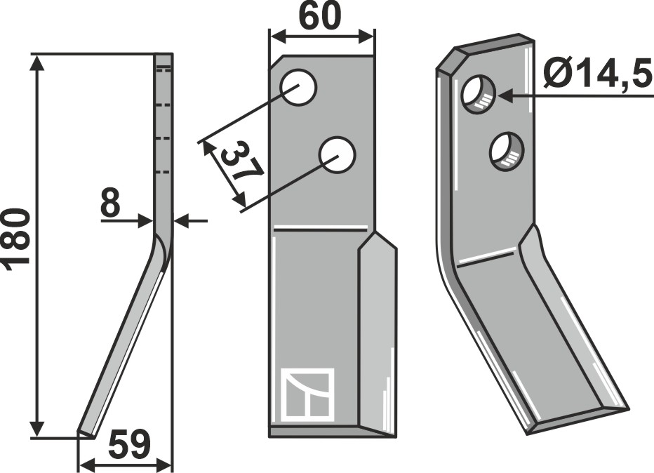 Rotorzinken 180x60mm, links, passend für Massano