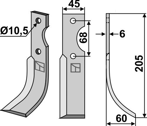Fräsmesser 205x45mm, rechts, passend für Benassi