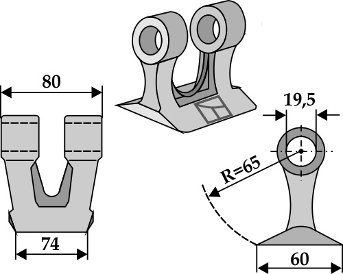 Hammerschlegel 74x80 mm, passend für Bomford