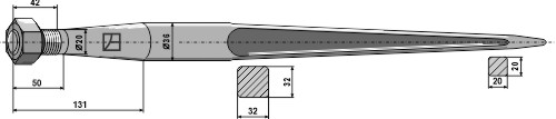 Zinken für Frontlader 1100 mm, passend für Kverneland