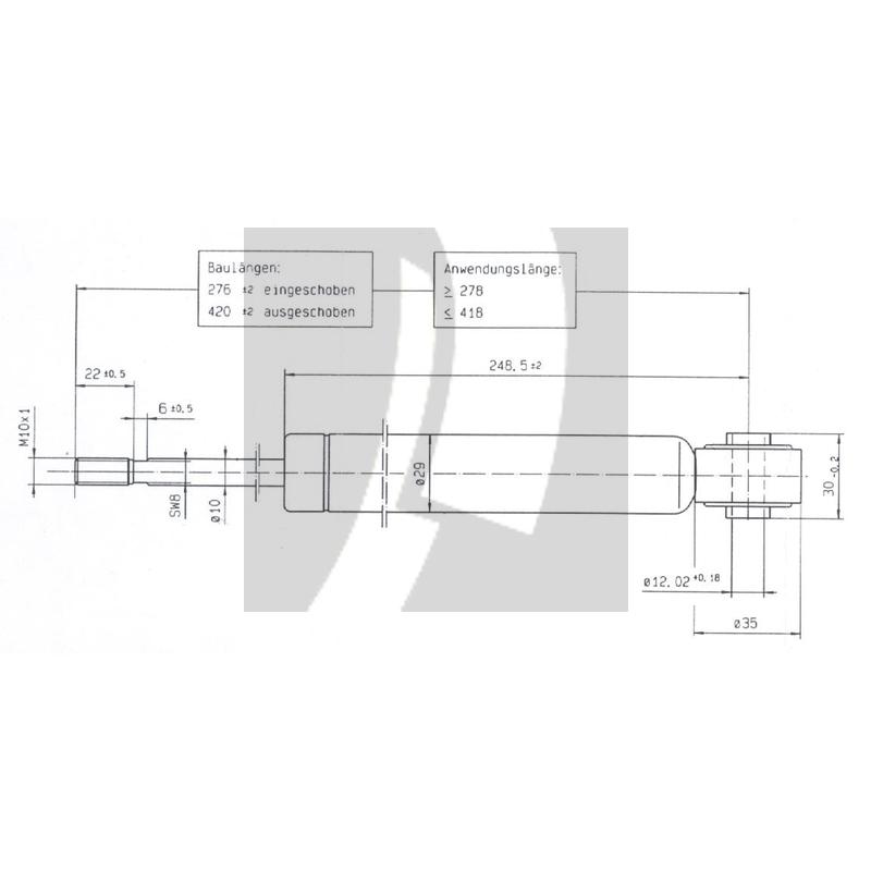 Stabilus Gasdruckdämpfer 278 mm Buchse Metall mit Gummipuffer
