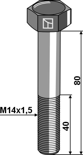 Sechskantschraube M14x1,5x80 ohne Mutter, passend für Mc Connel