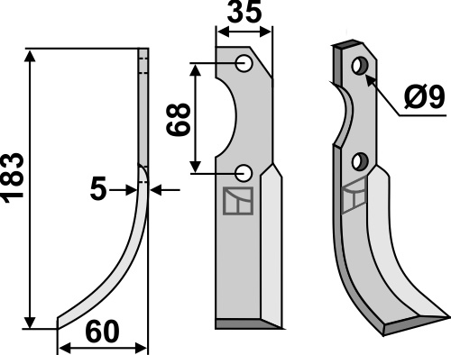 Fräsmesser 183x35mm, links, passend für Benassi und Barbieri