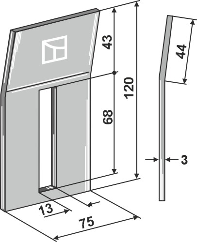 Abstreiferblech für Packerwalzen 120 x 75 mm, passend für Kverneland und Maletti