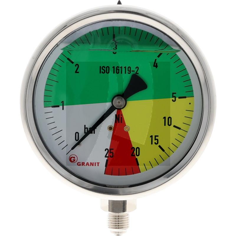 Manometer Ø100mm 0-5-25bar unten1/4" 