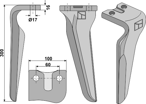 Kreiseleggenzinken links 300 mm x 100 mm, passend für Remac