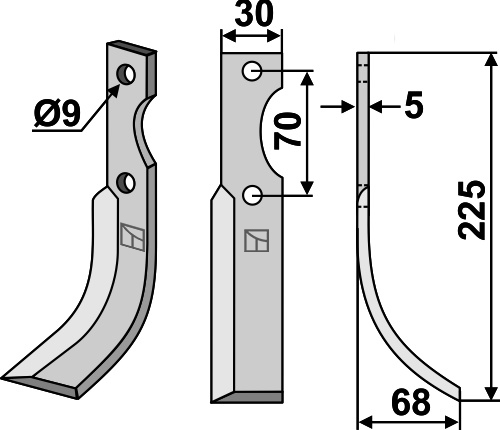 Fräsmesser 225x30mm, rechts, passend für Honda