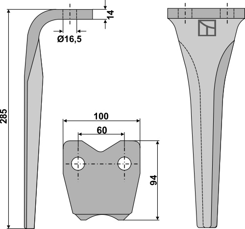 Kreiseleggenzinken 285 mm x 100 mm, passend für Pegoraro
