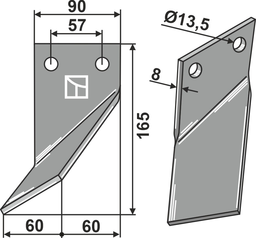 Rotorzinken 210x90mm, links, passend für Rotadairon