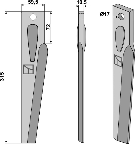 Kreiseleggenzinken links 315 mm x 59,5 mm, passend für Lely