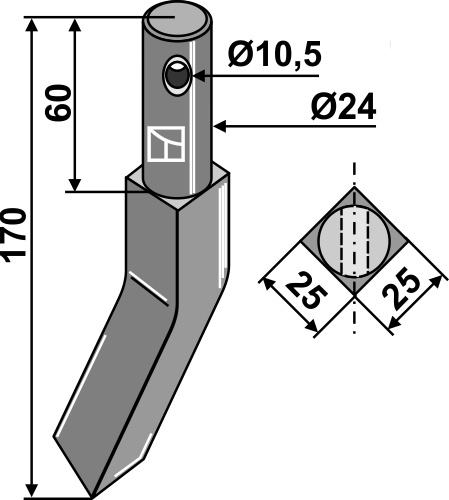 Rotorzinken 170mm, links, passend für Falc und Rau