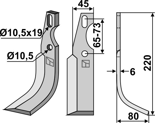 Universal Fräsmesser 220x45mm, rechts, passend für Diesse