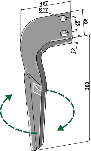Kreiseleggenzinken, rechts 300 mm x 90 mm, passend für Frandent