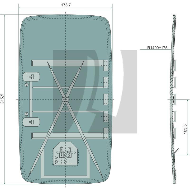 Ersatzglas bezeizt für Fendt 315,5 x 173,7 mm