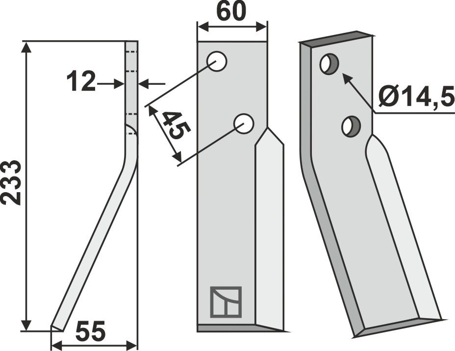 Rotorzinken 233x60mm, links, passend für Falc