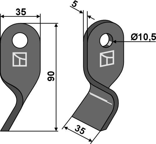 Gedrehtes Messer 90x35 mm, passend für Stella