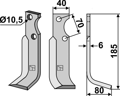 Fräsmesser 185x40mm, rechts, passend für Goldoni