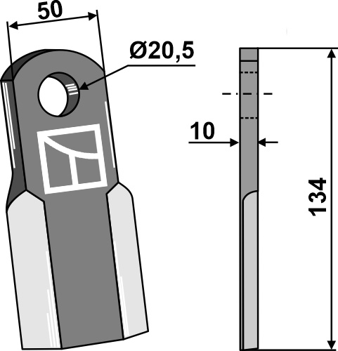 Gerades Messer 134x50 mm, passend für Tehnos