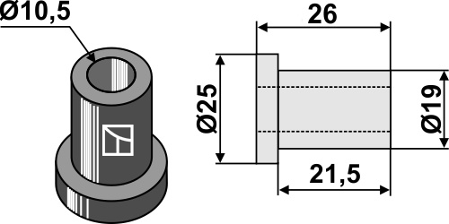 Buchse 26x10,5x25, passend für Bomford
