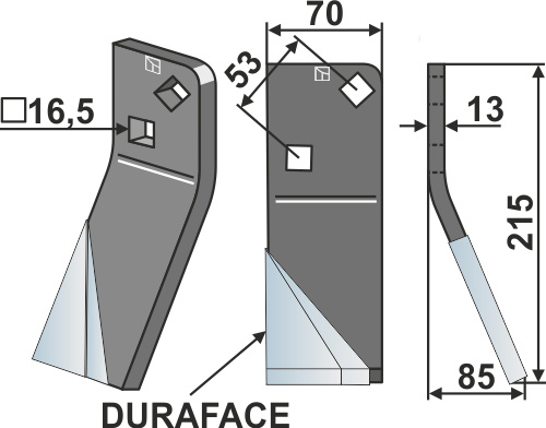 Rotorzinken DURAFACE 215x70mm, rechts, passend für Massano