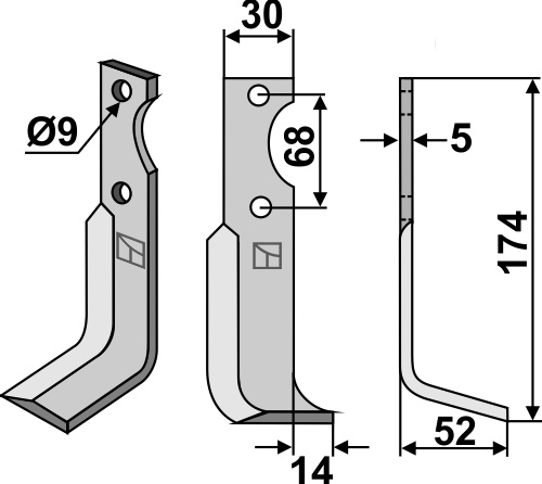 Fräsmesser 174x30mm, rechts, passend für Barbieri