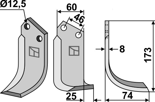 Fräsmesser 173x60mm, rechts, passend für B.C.S.