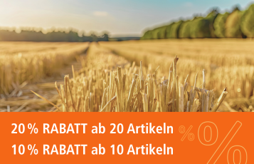 Banner mobile Mengenrabattaktion für Schlegel und Mulcher Ersatzteile im Hintergrund ein Stoppelfeld.