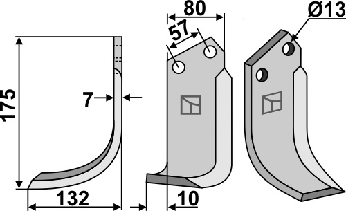 Fräsmesser 175x80mm, links, passend für Howard
