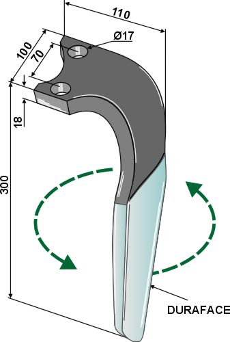 Kreiseleggenzinken (DURAFACE), links 300 x 18 mm, passend für Rabe