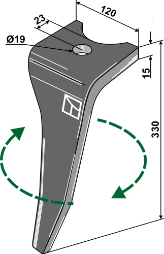 Kreiseleggenzinken rechts 330 mm x 120 mm, passend für Amazone