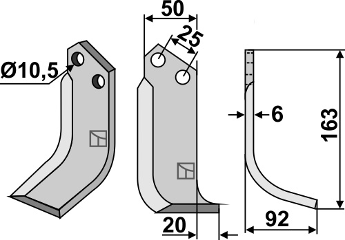 Fräsmesser 163x50mm, rechts, passend für Bertolini und Ferrari