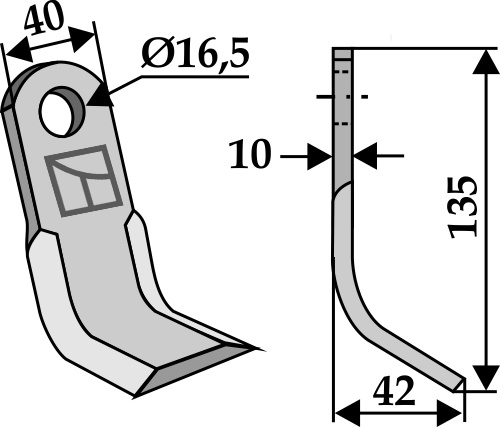 Y-Messer 135x40 mm, passend für Kverneland, Maletti und mehr