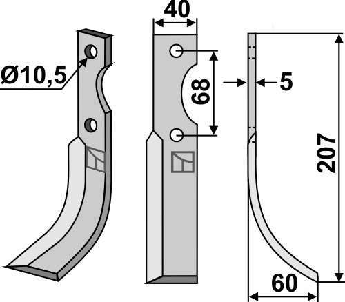 Fräsmesser 207x40mm, rechts, passend für Benassi