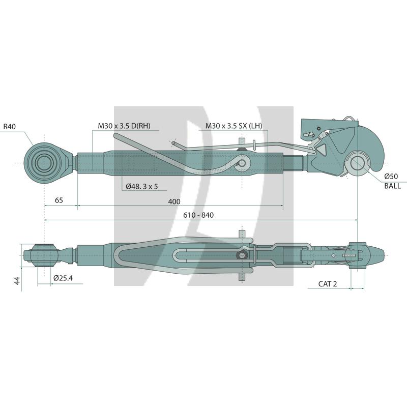 Mechanischer Oberlenker 610 / 840 mm