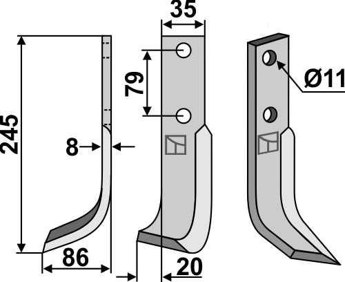 Fräsmesser 245x35mm, links, passend für Pasquali
