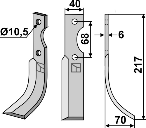 Fräsmesser 217x40mm, rechts, passend für Benassi