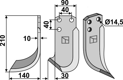 Fräsmesser 210x90mm, links, passend für Tortella