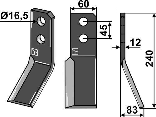 Fräsmesser 240x60mm, rechts, passend für Valentini