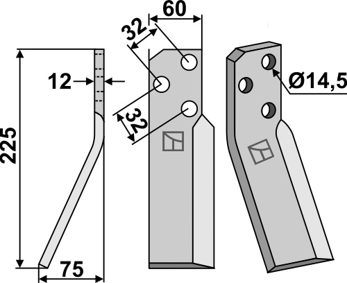 Rotorzinken 225x60mm, links, passend für RenterL.M.T.