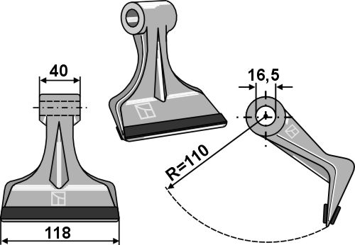 Hammerschlegel 118x40 mm - PTA, passend für Kverneland, Maschio und mehr