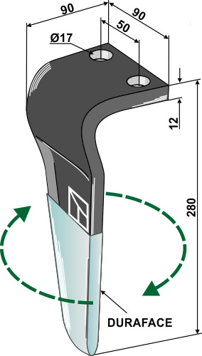 Kreiseleggenzinken (DURAFACE) 280mm, rechts, passend für Brenig, Celli und mehr