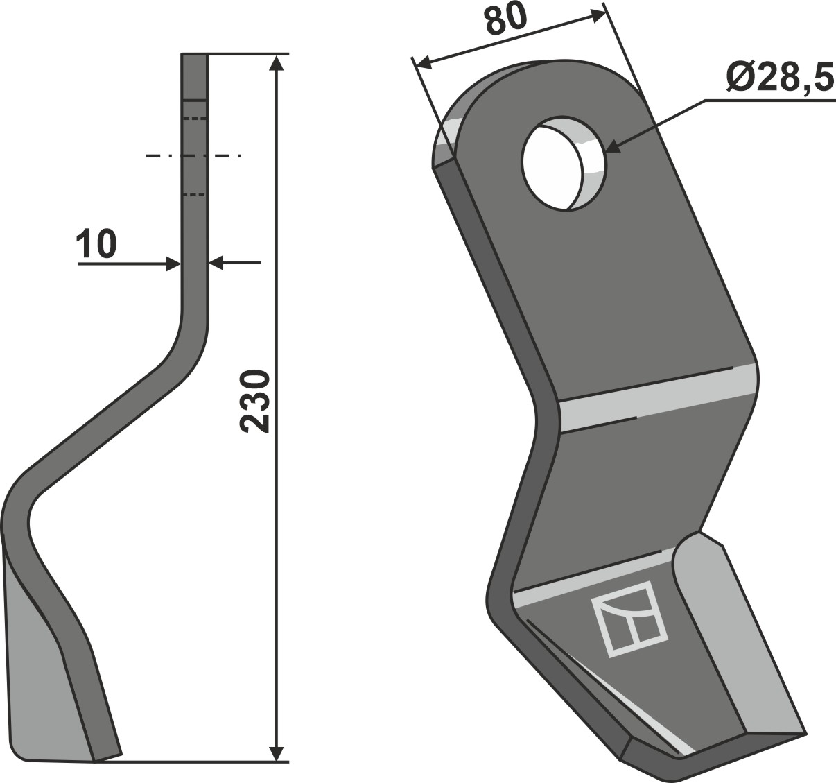 Messer 230x80 mm - linke Ausführung, passend für Sauerburger