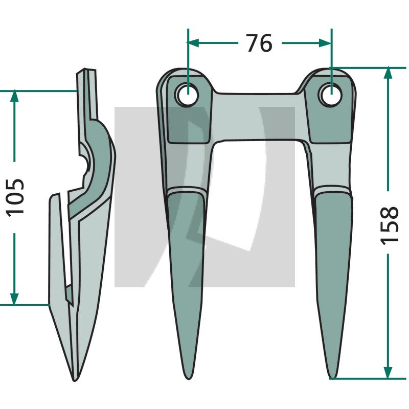 Doppelfinger 5" ohne Mittelsteg Massey Ferguson