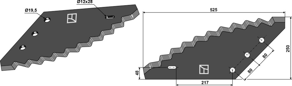 Messer für Futtermischwagen, rechts, passend für Storti, Mutti und mehr